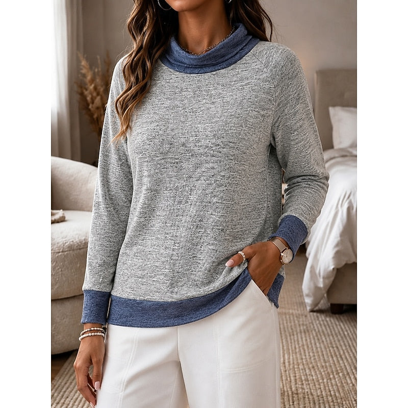 Dames Sweater met Kleurblokken en Ronde Hals