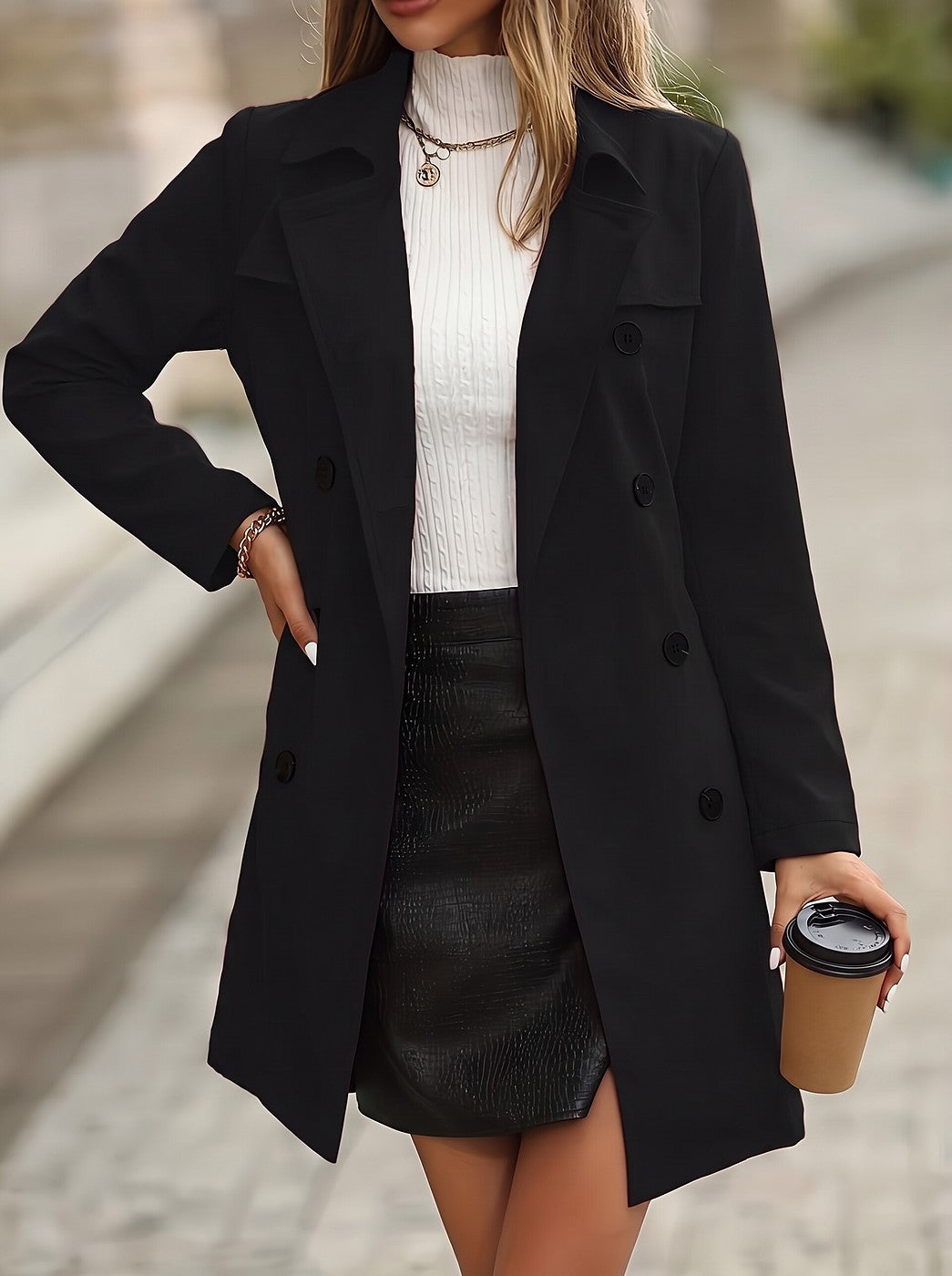 Dames Lange Trenchcoat met Ceintuur