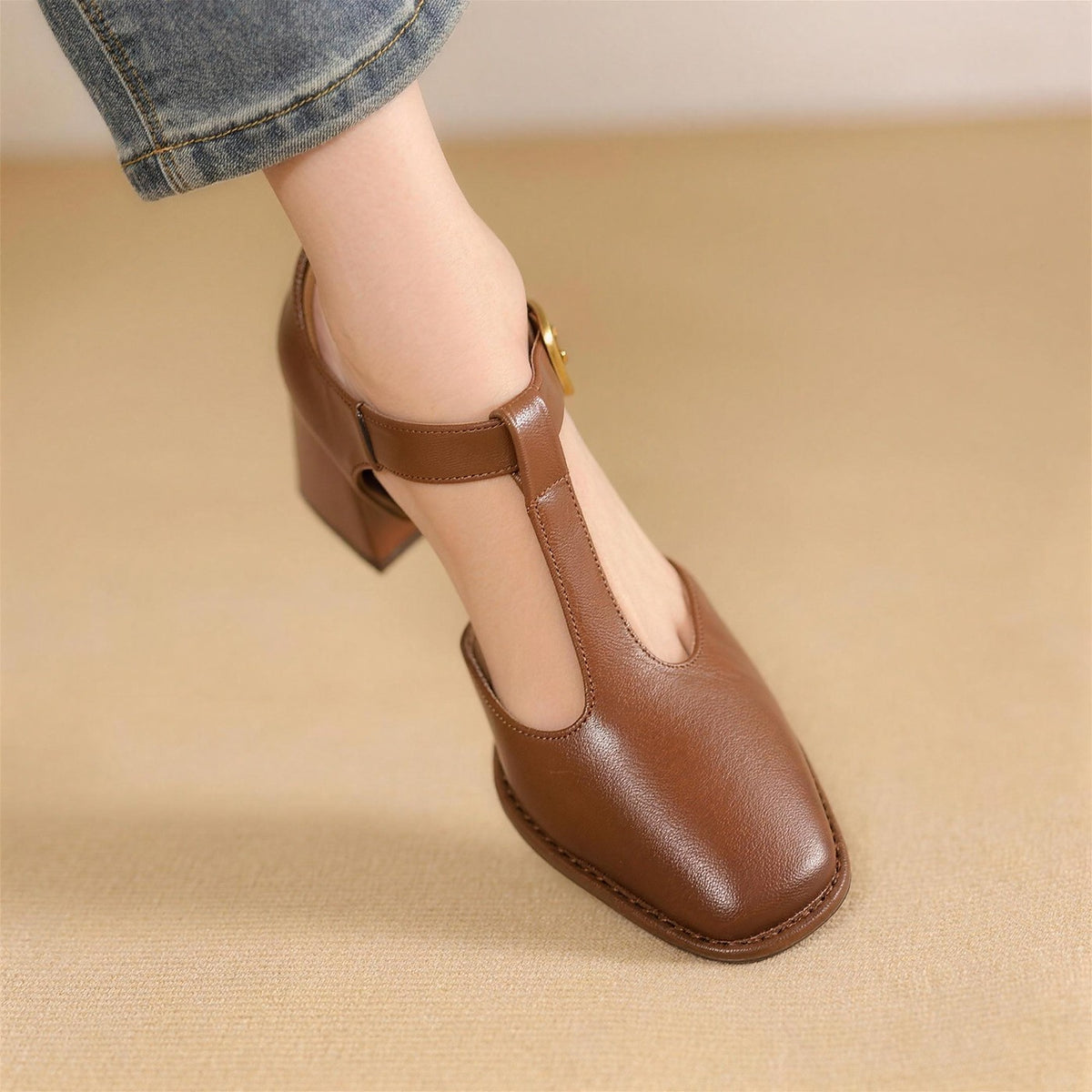 Dames Blokhak Pumps met Bandje