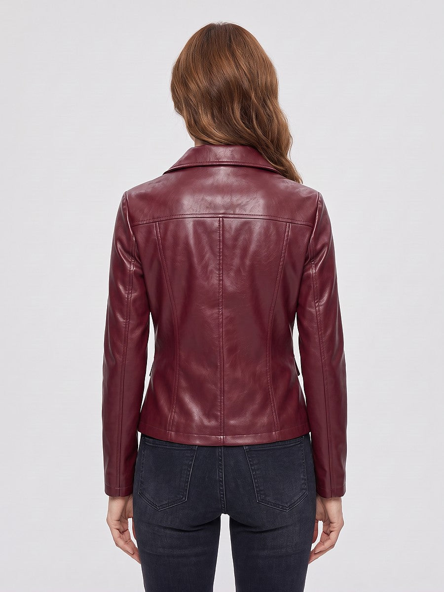 Dames Slim Imitatieleren Jack met Klepzakken