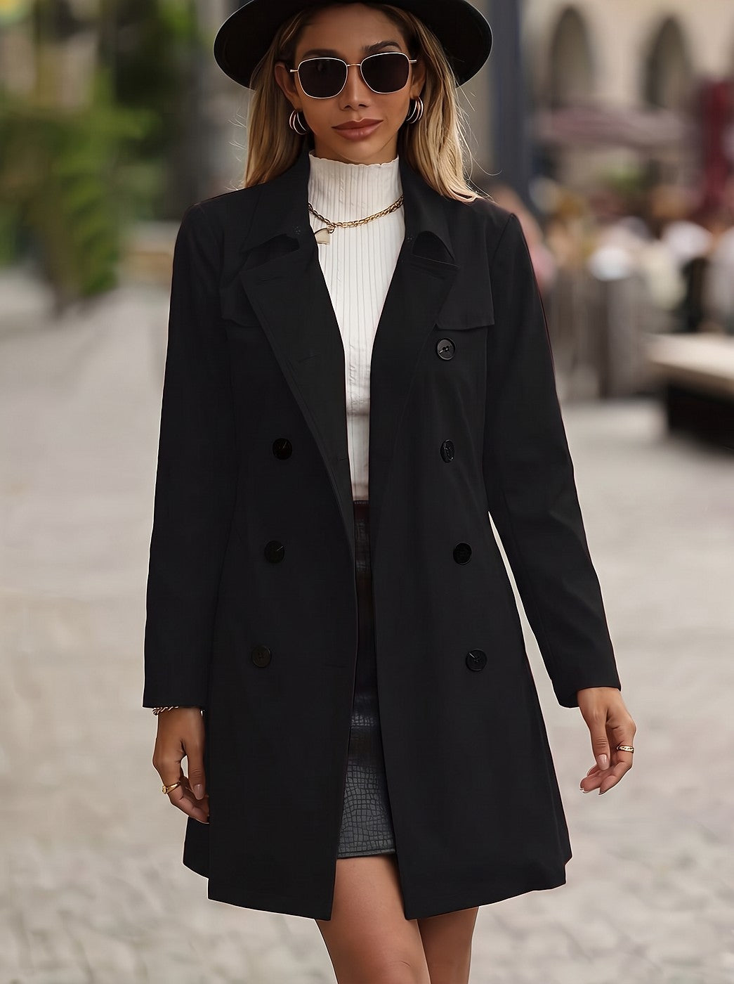 Dames Lange Trenchcoat met Ceintuur