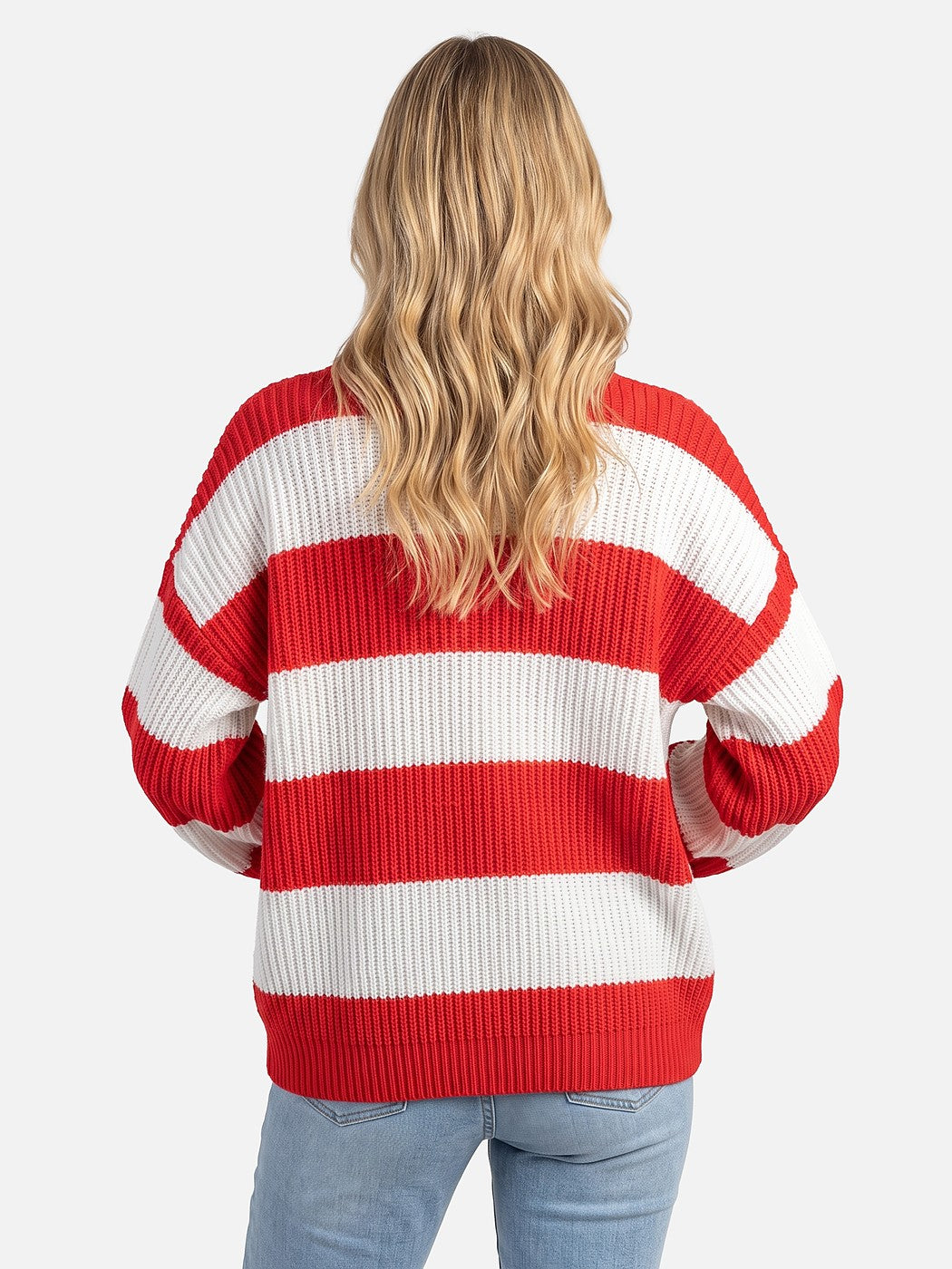 Dames Oversized Gestreepte Trui met Ronde Hals