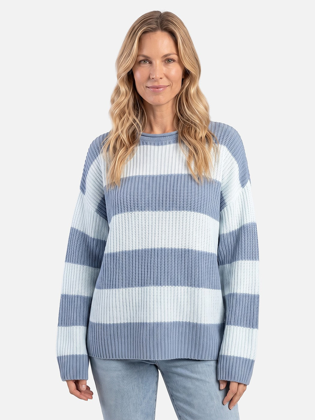Dames Oversized Gestreepte Trui met Ronde Hals