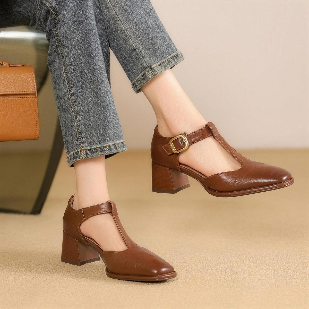 Dames Blokhak Pumps met Bandje