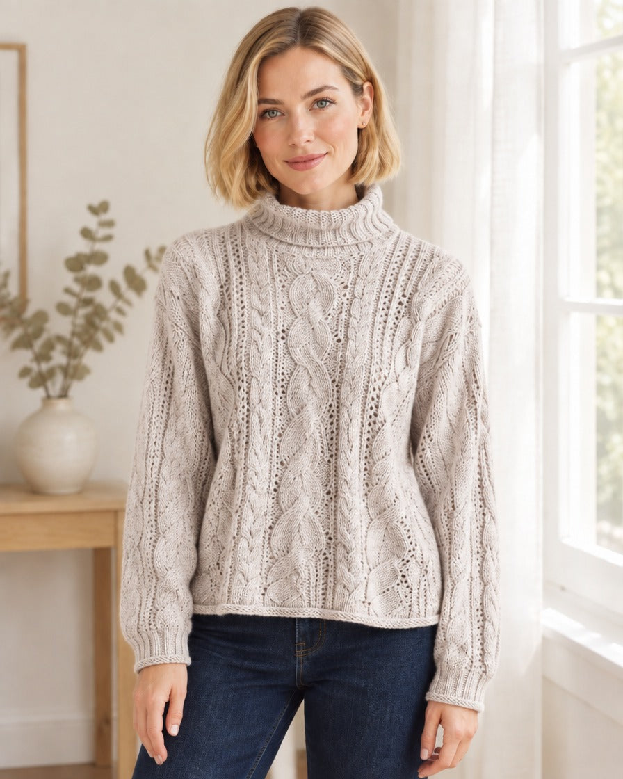 Damestrui Gebreid met Col en Pointelledetail Lizzy - Beige