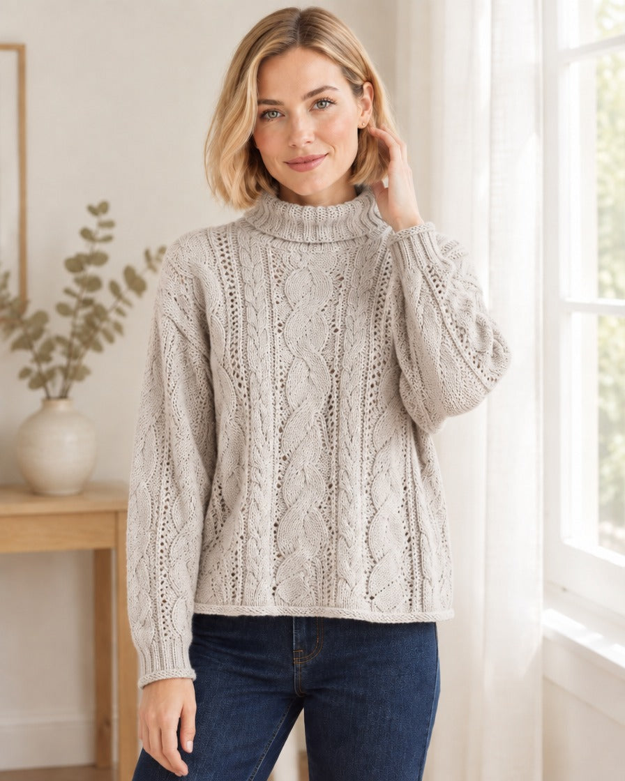 Damestrui Gebreid met Col en Pointelledetail Lizzy - Beige