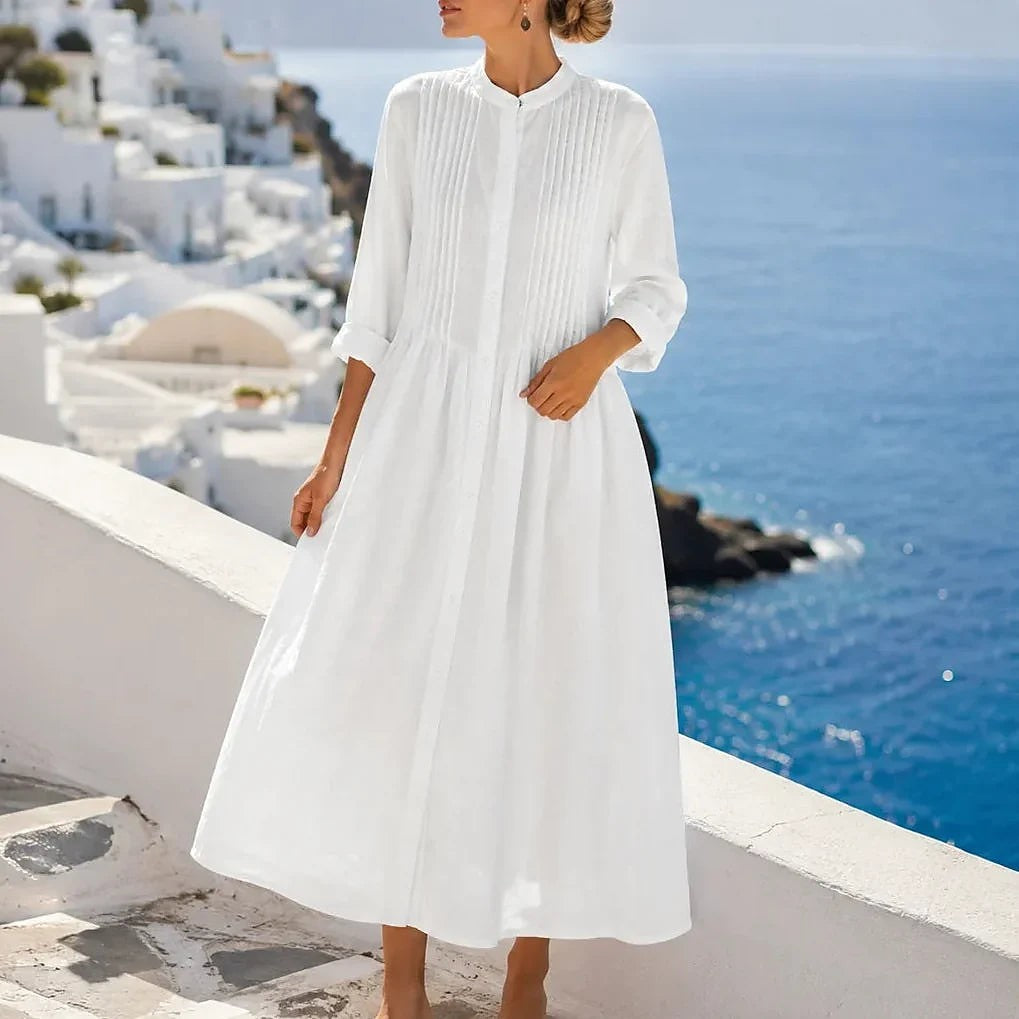 Dames Midi Blousejurk met Lange Mouwen