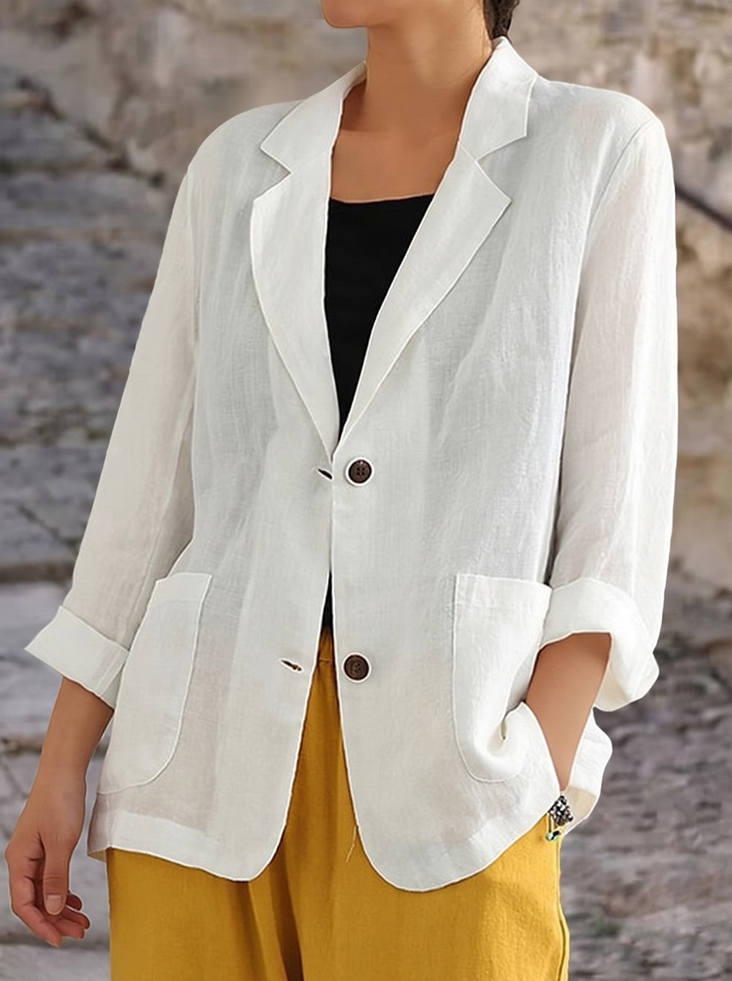Damesblazer Casual met Zakken en Knopen