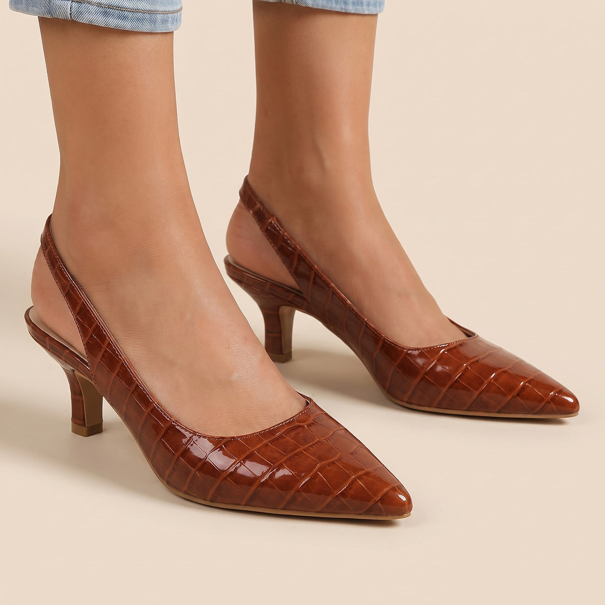 Dames Pumps met Blokhak en Slingbackband