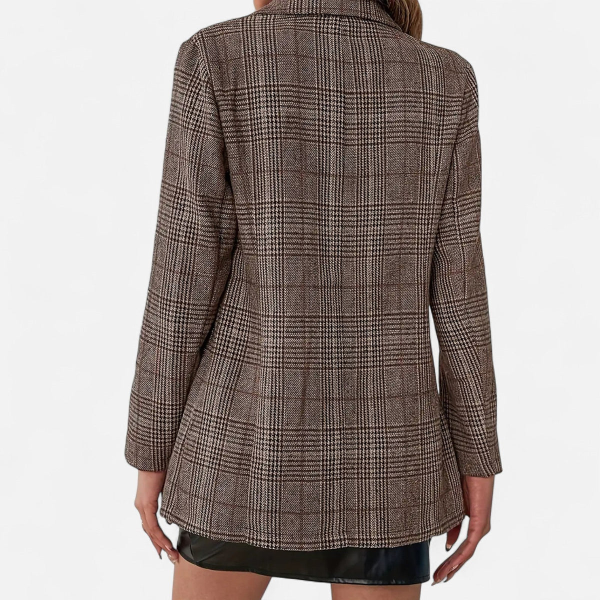Dames Geruite Blazer met Reverskraag en Zakken