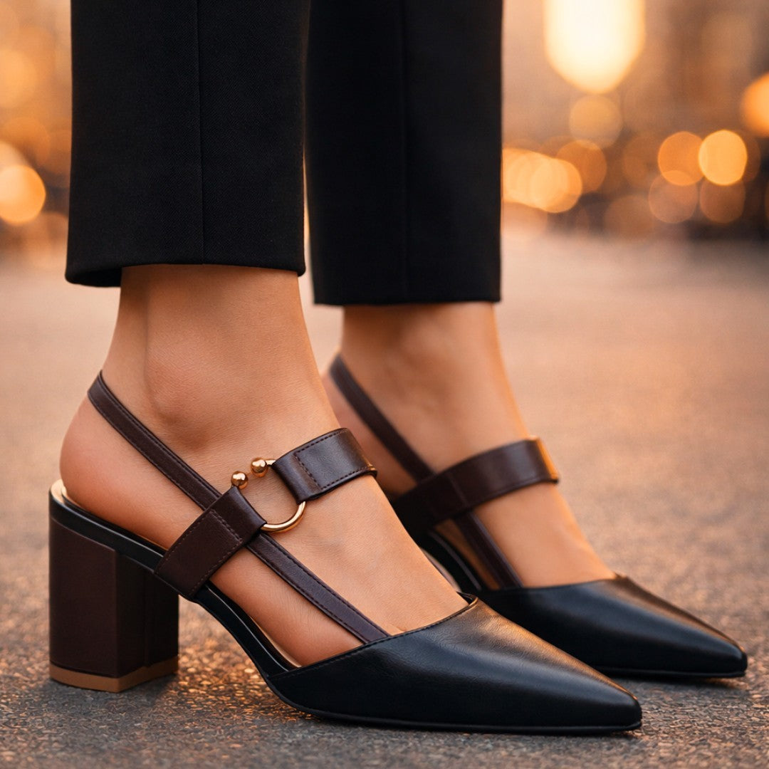 Dames Slingbacks met Blokhak en Ring