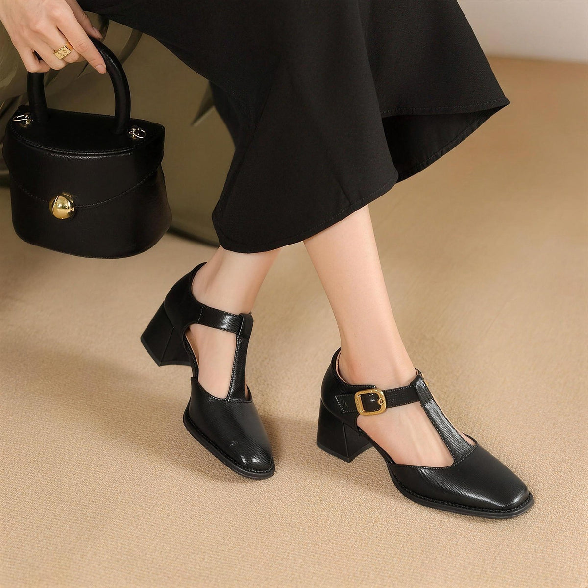 Dames Blokhak Pumps met Bandje