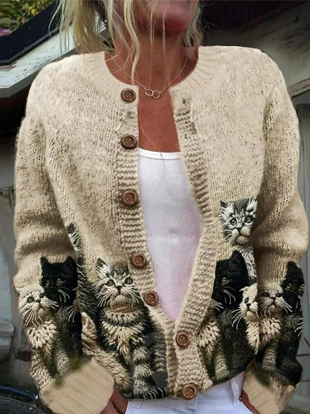 Dames Cardigan met Kattenprint