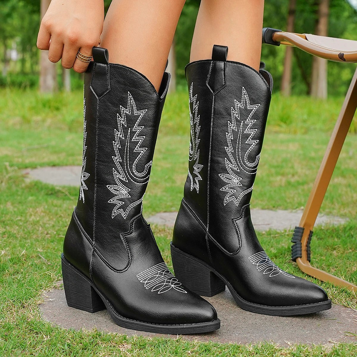 Dameslaarzen Western Boots met Halfhoge Schacht