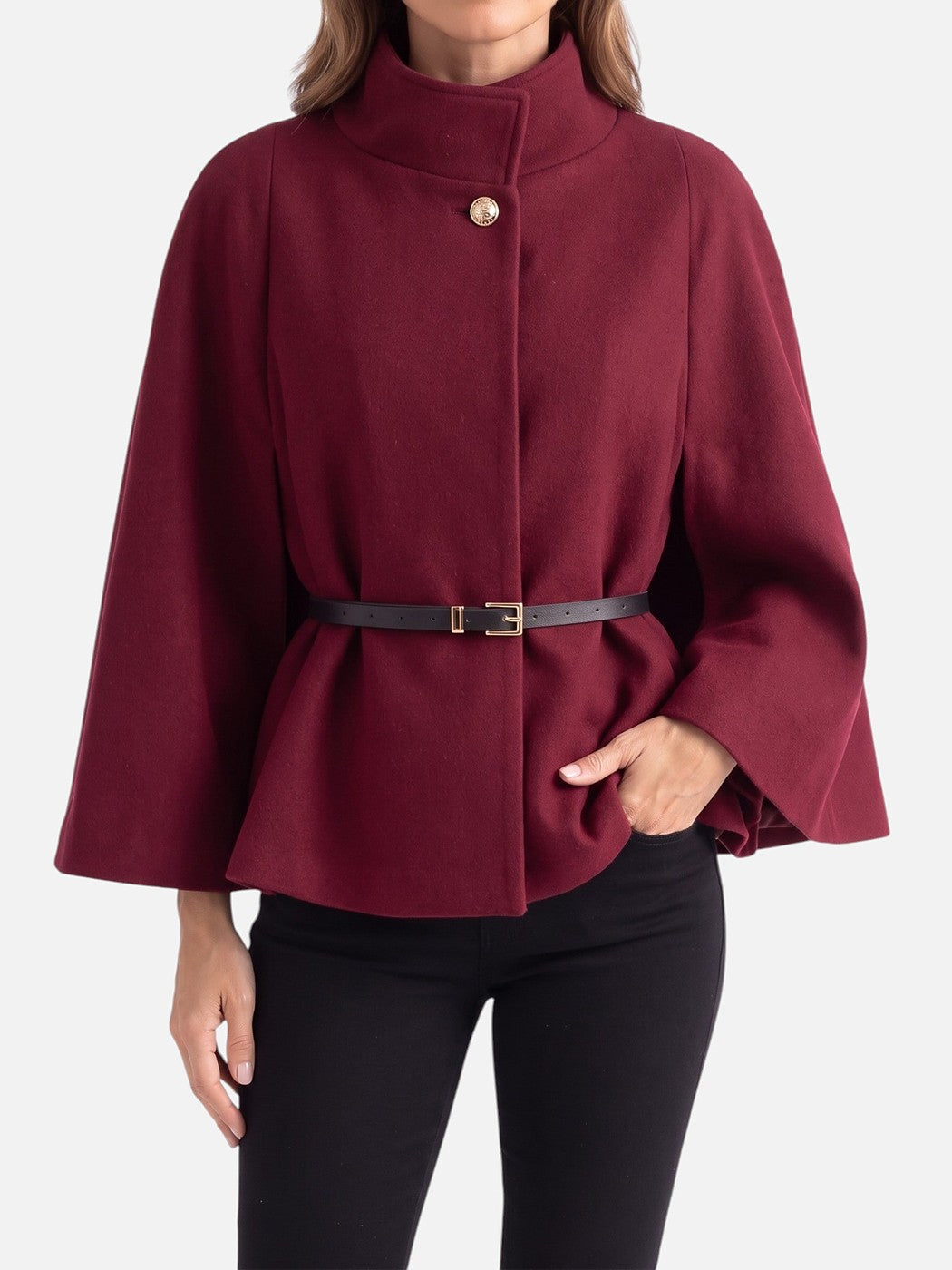 Dames Korte Cape Jas met Riem