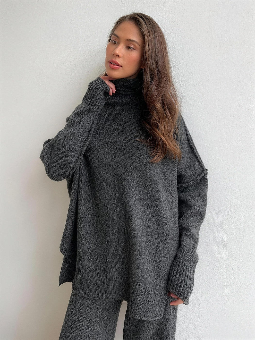Dames Tweedelige Gebreide Set met Coltrui