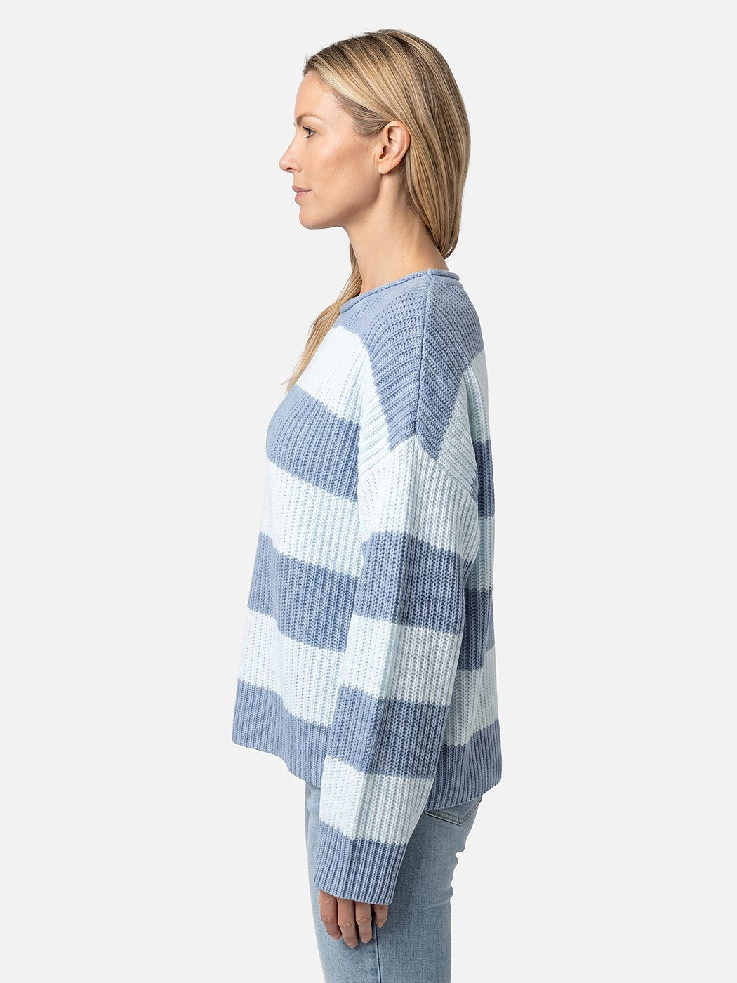 Dames Oversized Gestreepte Trui met Ronde Hals