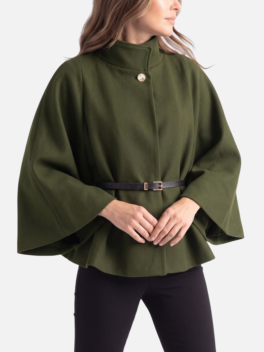Dames Korte Cape Jas met Riem