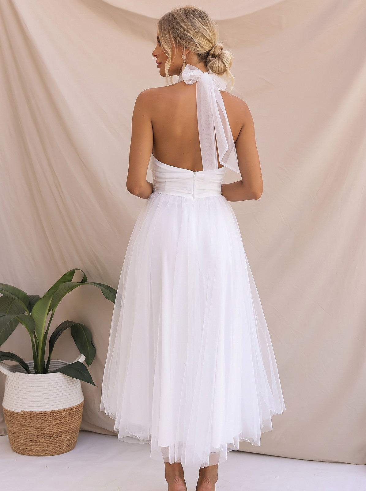 Dames Cocktailjurk met Tule en Halterhals