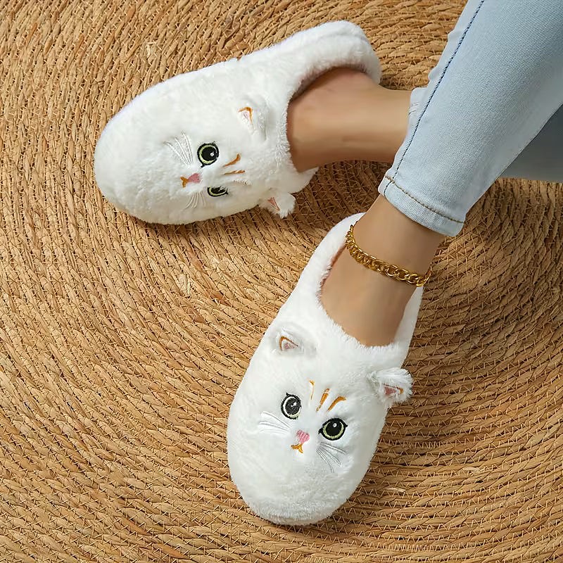 Damespantoffels Pluche met Kattenmotief