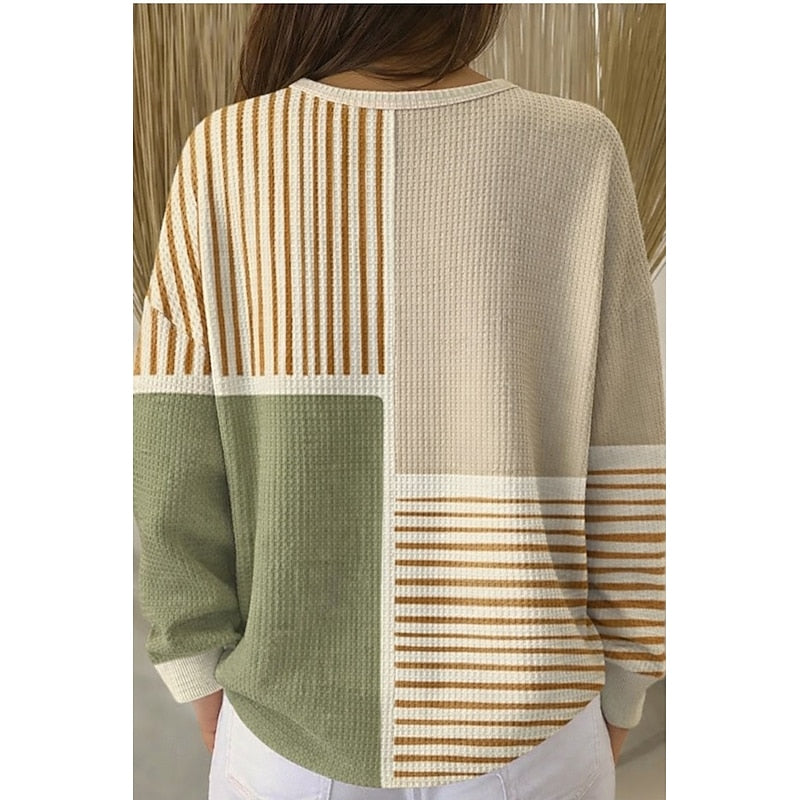 Dames Sweater met Knopen en Geometrisch Dessin