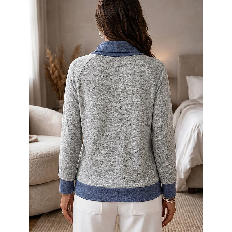 Dames Sweater met Kleurblokken en Ronde Hals