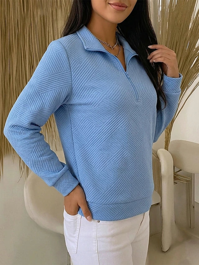 Dames Sweater met Kwartrits en Structuur