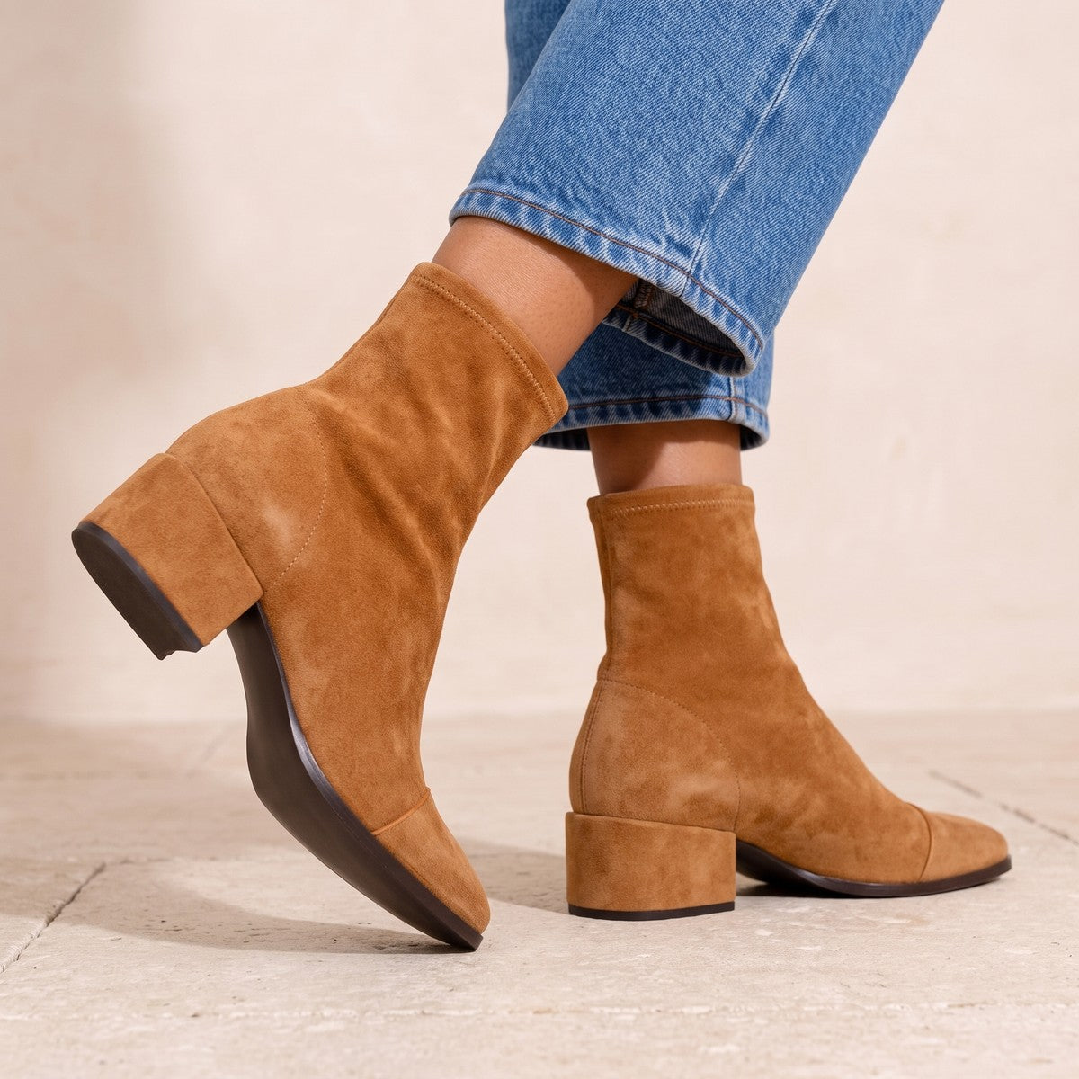 Dames Suede Look Laarsjes met Blokhak