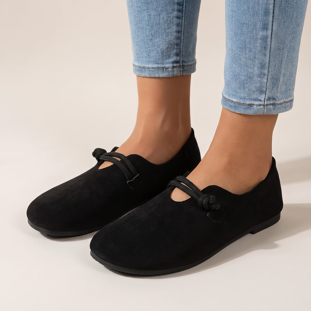 Dames Platte Suede Look Loafers