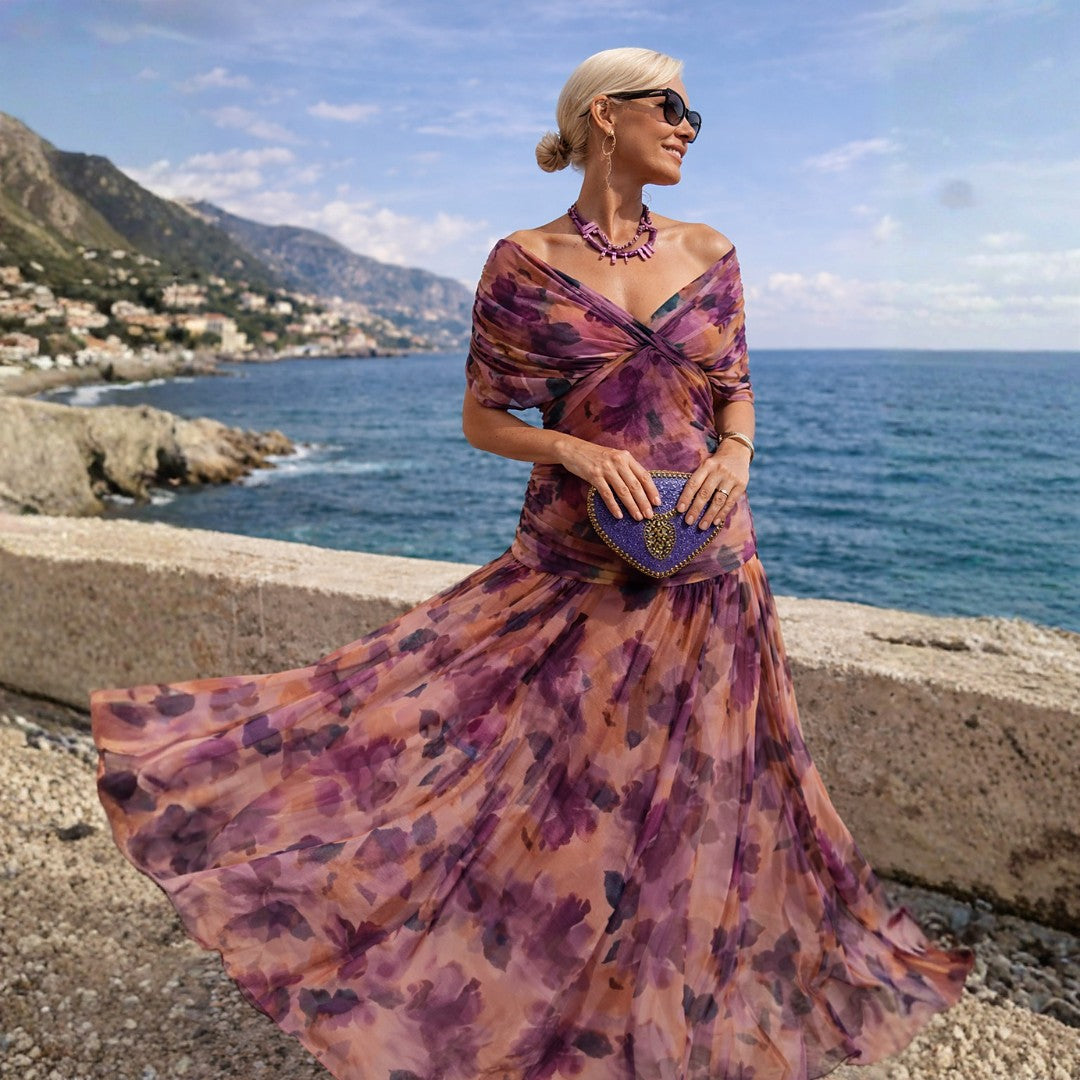 Dames Maxi Jurk Off Shoulder met Laagjes