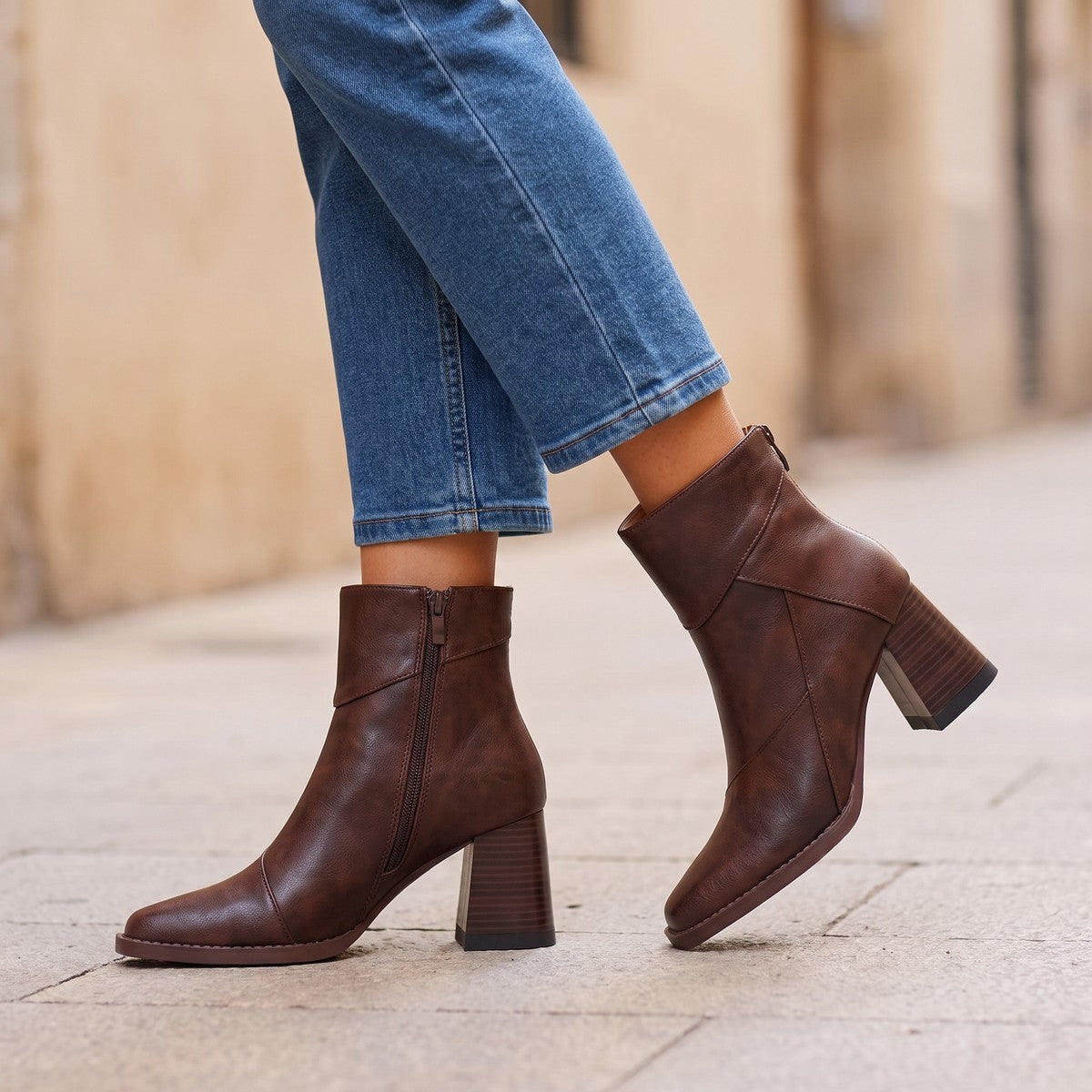Dames Boots met Blokhak en Puntneus