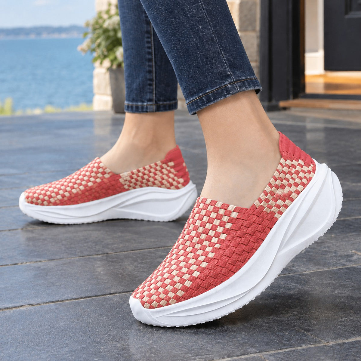 Dames Gevlochten Sleehak Sneakers