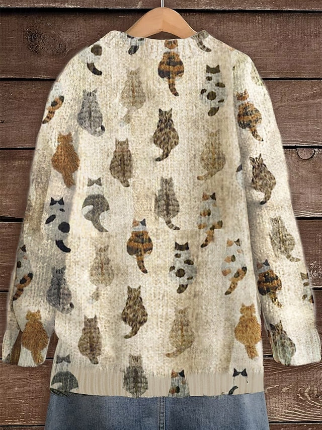 Dames Cardigan met Kattenprint