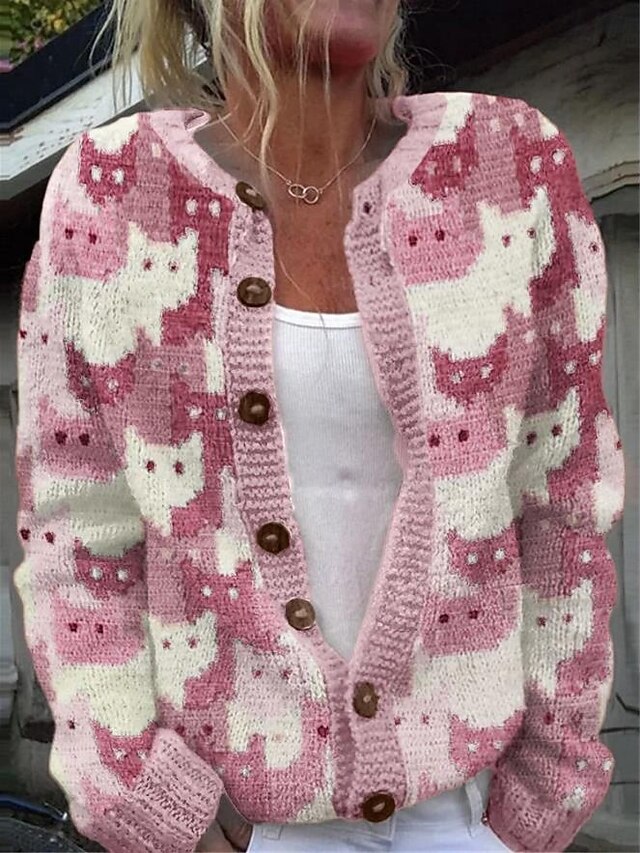 Dames Cardigan met Kattenprint