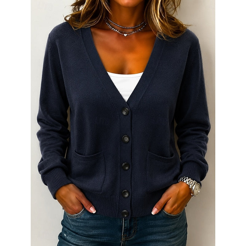 Dames Grijze Fijngebreide Cardigan