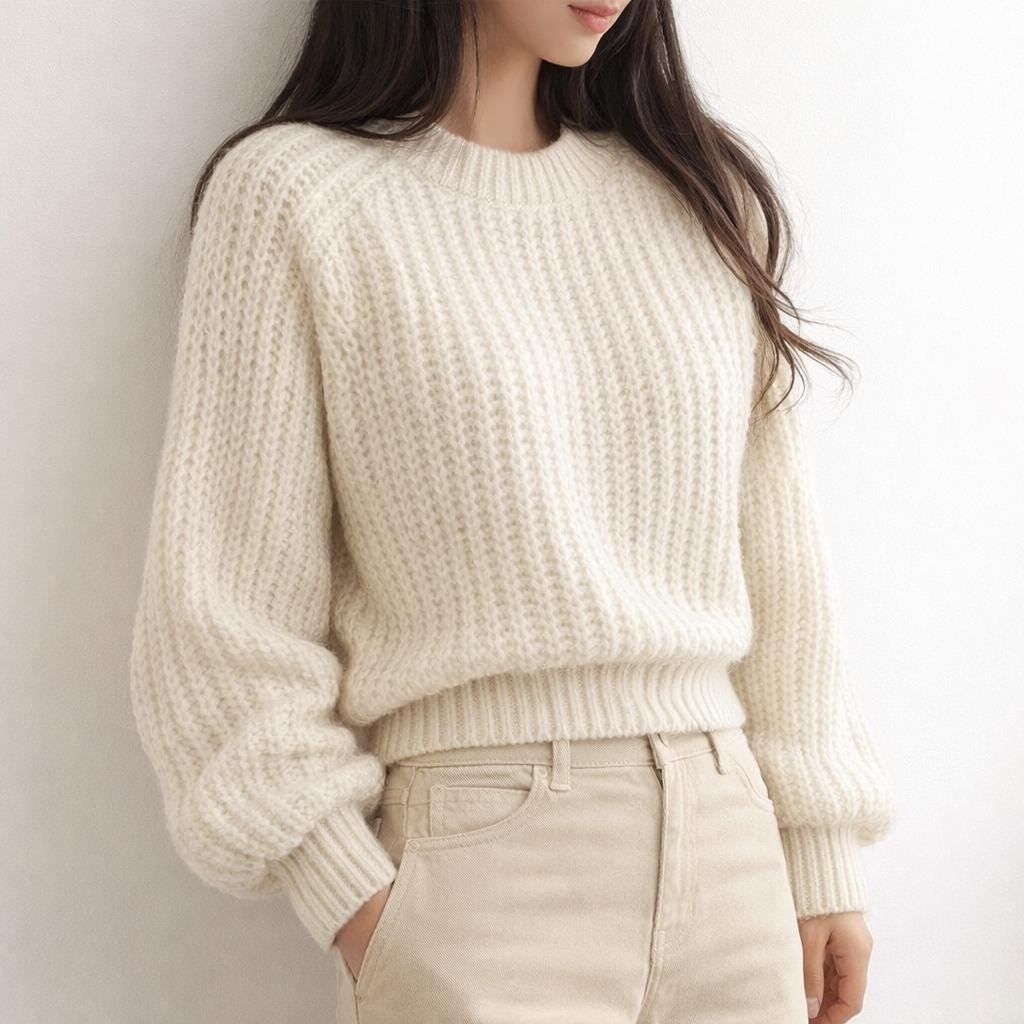 Dames Cropped Trui met Ballonmouwen