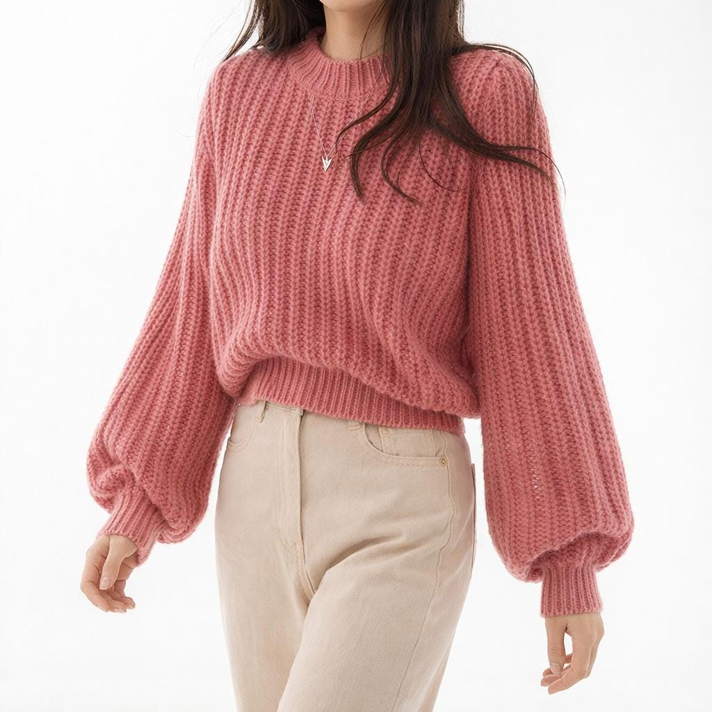 Dames Cropped Trui met Ballonmouwen
