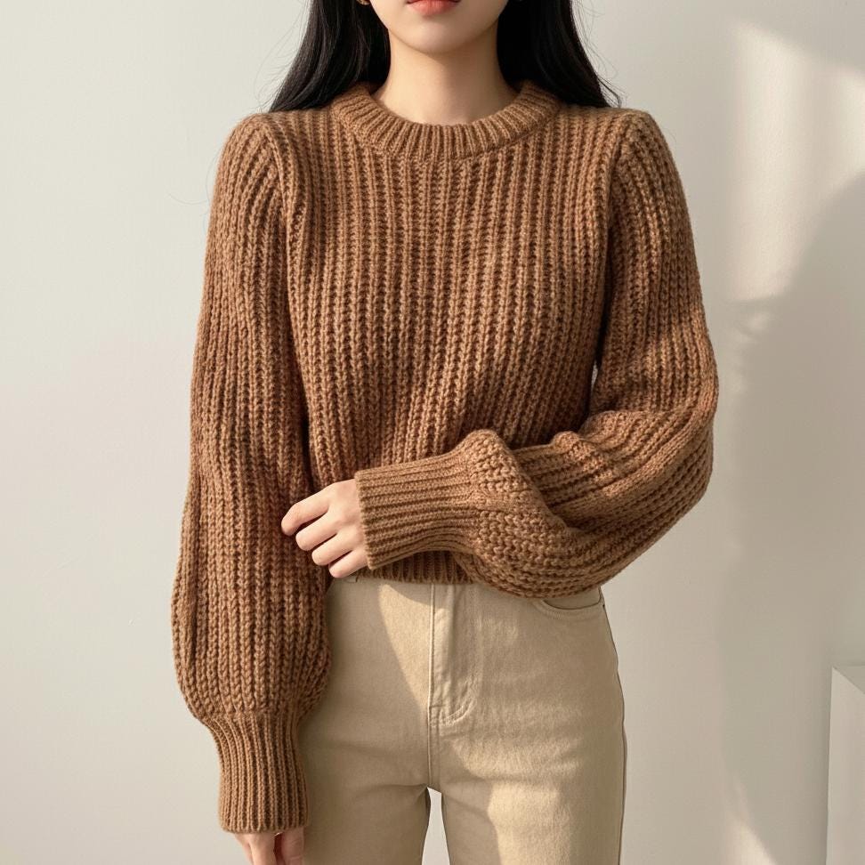 Dames Cropped Trui met Ballonmouwen