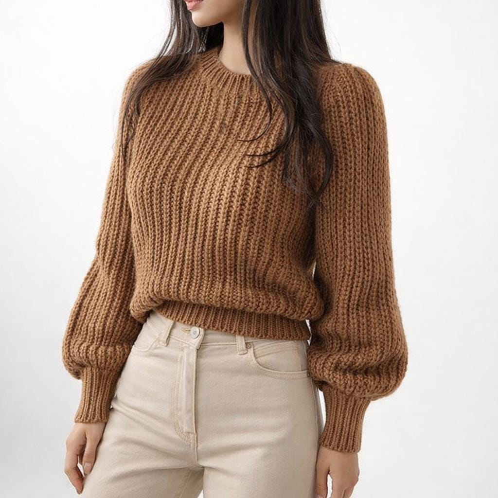 Dames Cropped Trui met Ballonmouwen