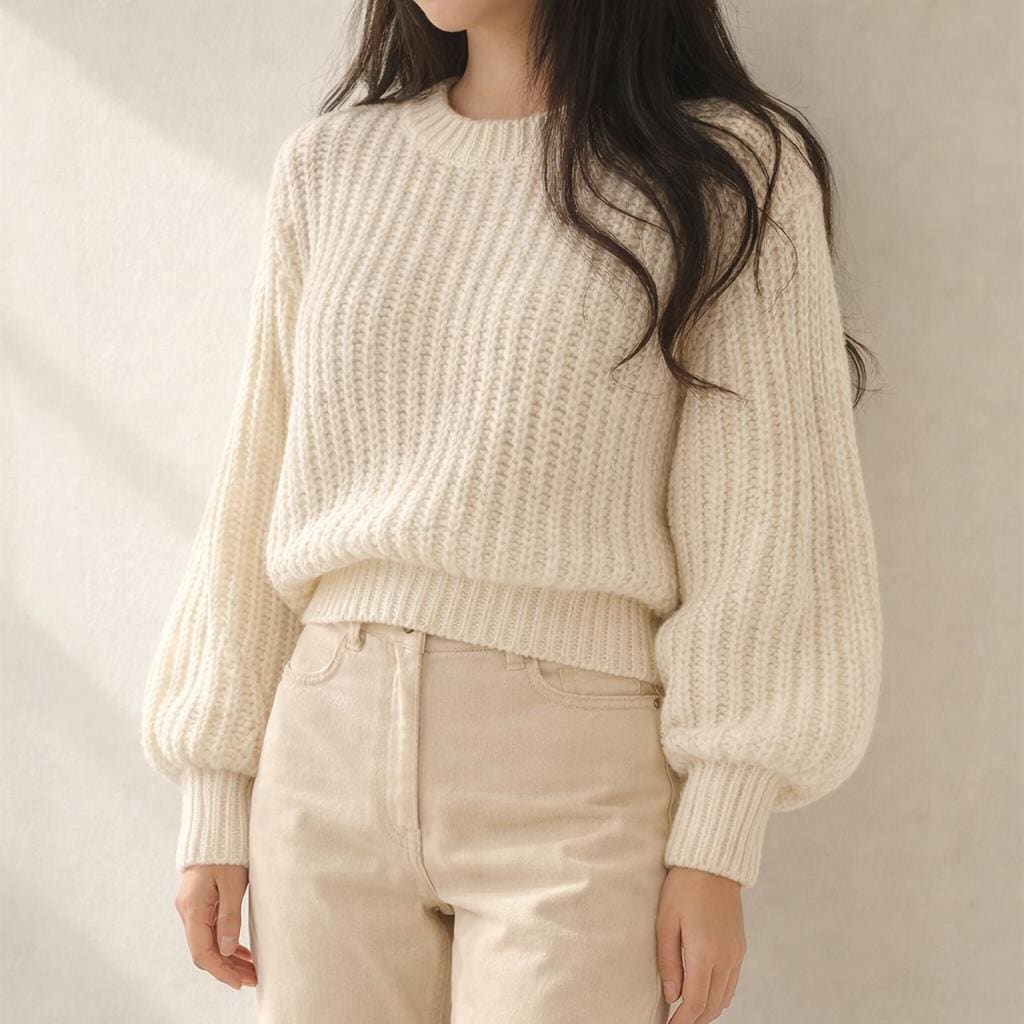 Dames Cropped Trui met Ballonmouwen