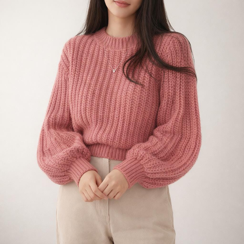 Dames Cropped Trui met Ballonmouwen