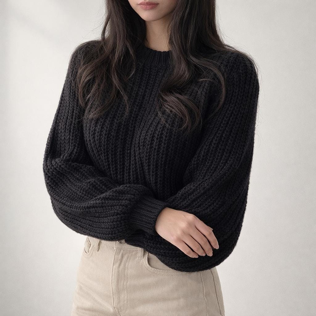 Dames Cropped Trui met Ballonmouwen