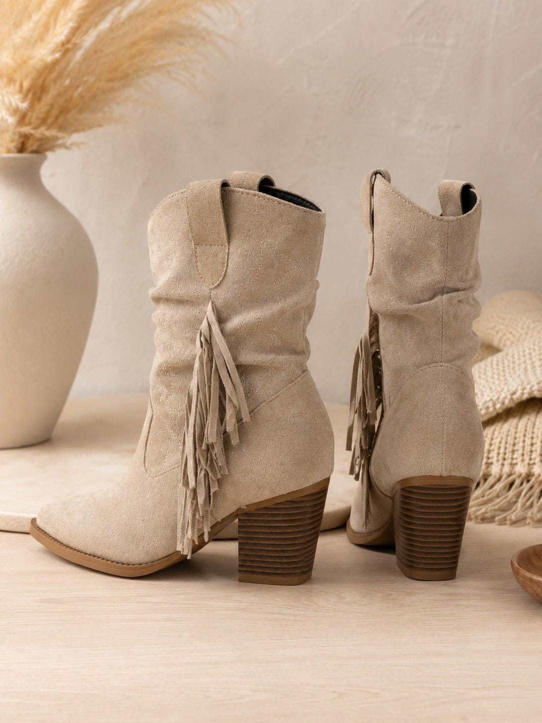 Dames Boho Enkellaarsjes met Franjeranden