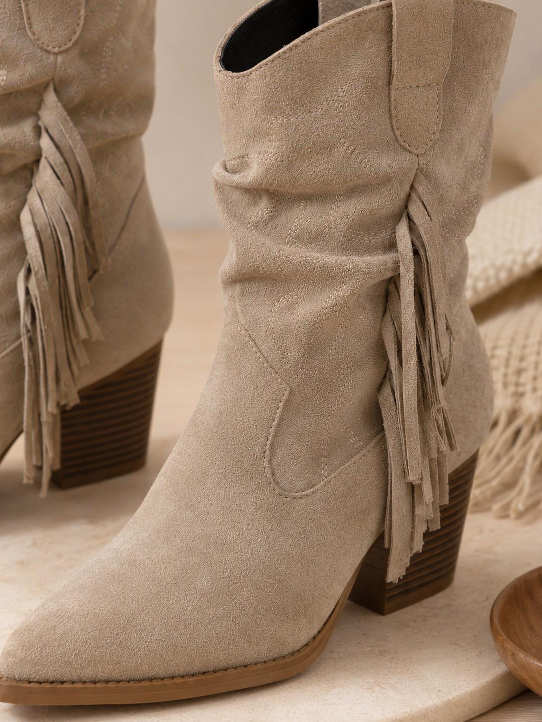 Dames Boho Enkellaarsjes met Franjeranden