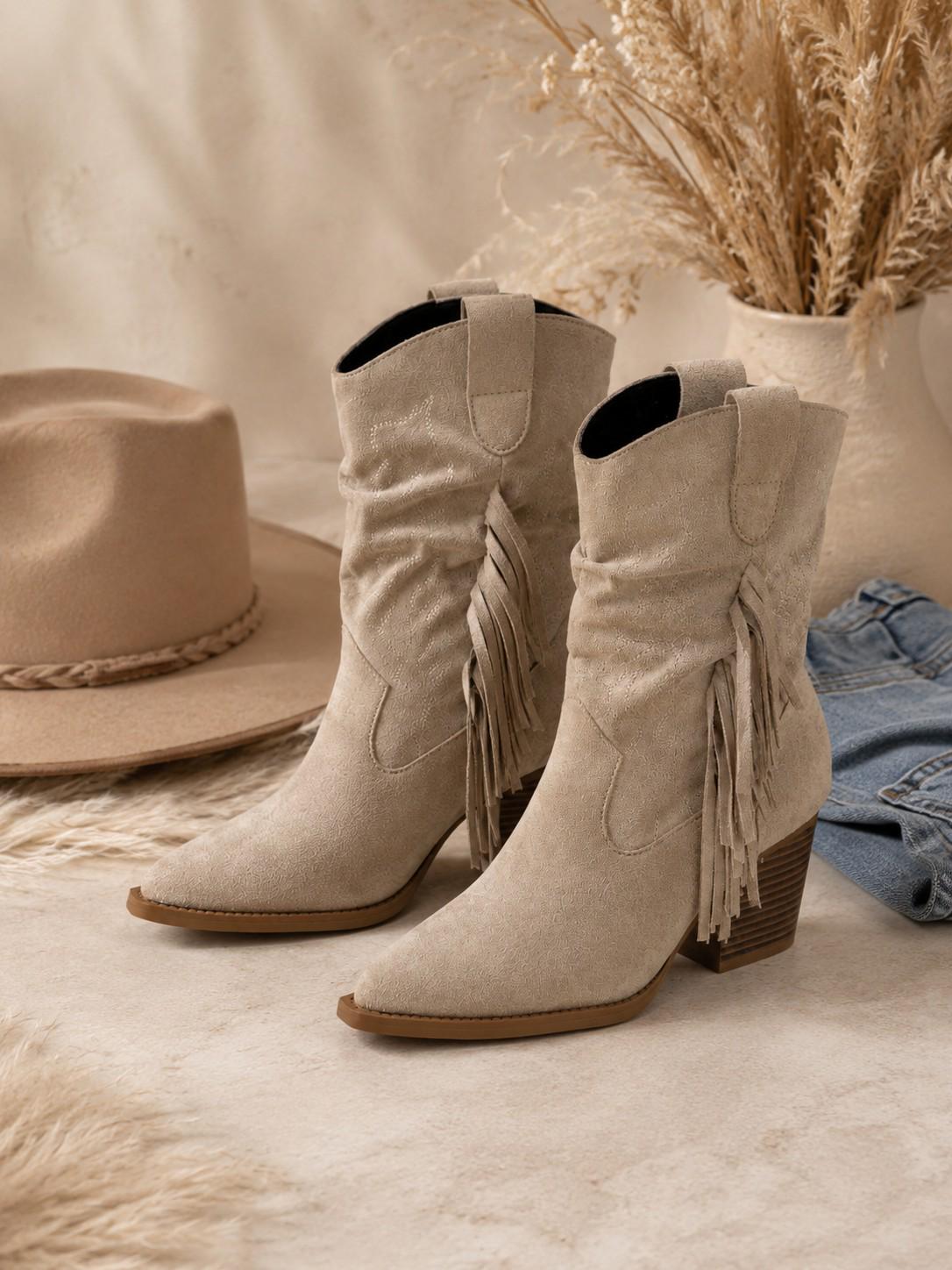 Dames Boho Enkellaarsjes met Franjeranden