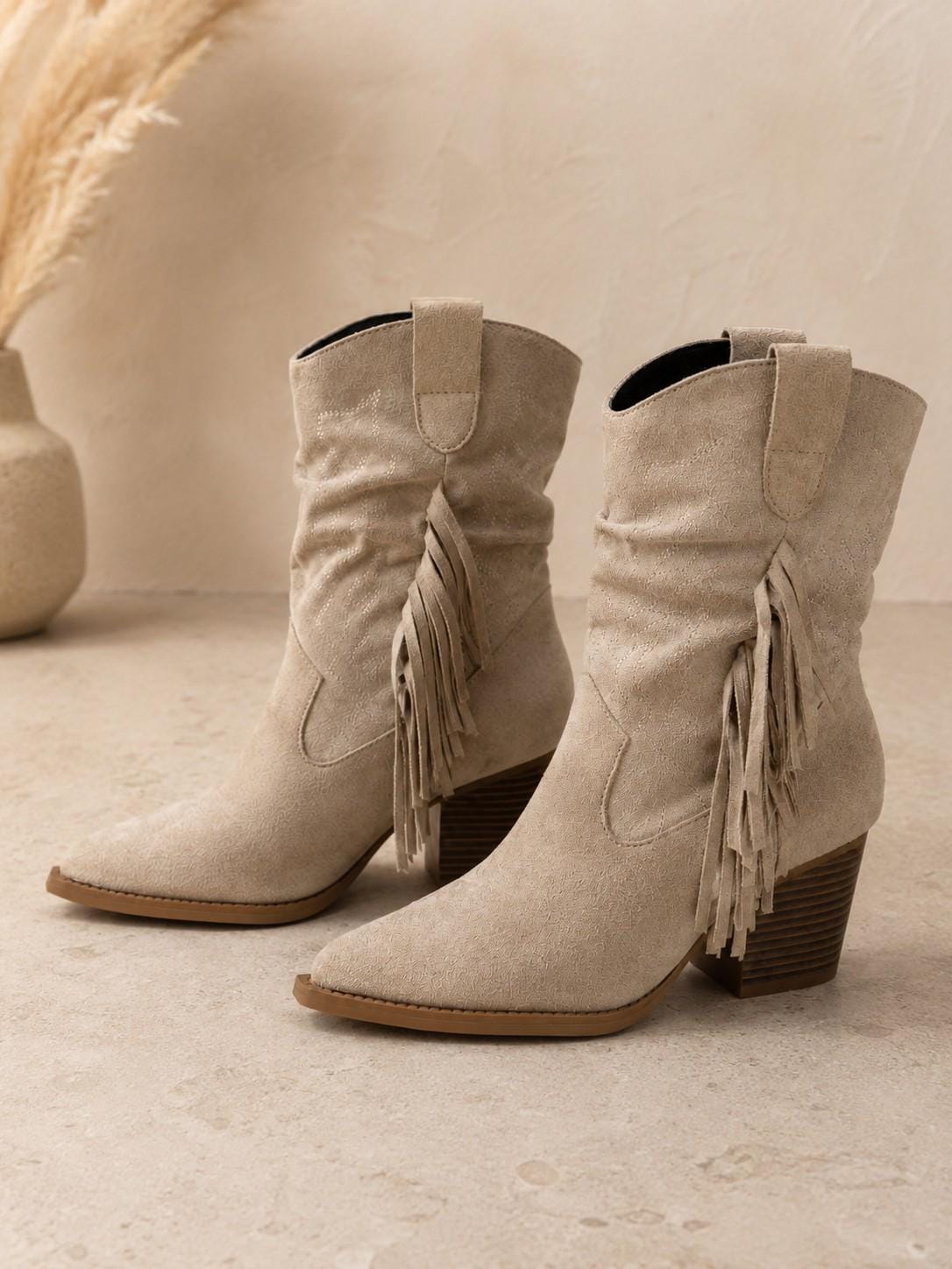 Dames Boho Enkellaarsjes met Franjeranden