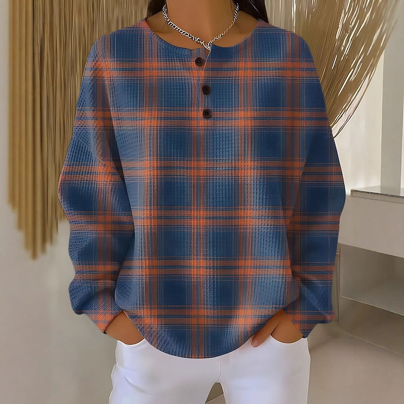 Dames Sweater met Knopen en Geometrisch Dessin