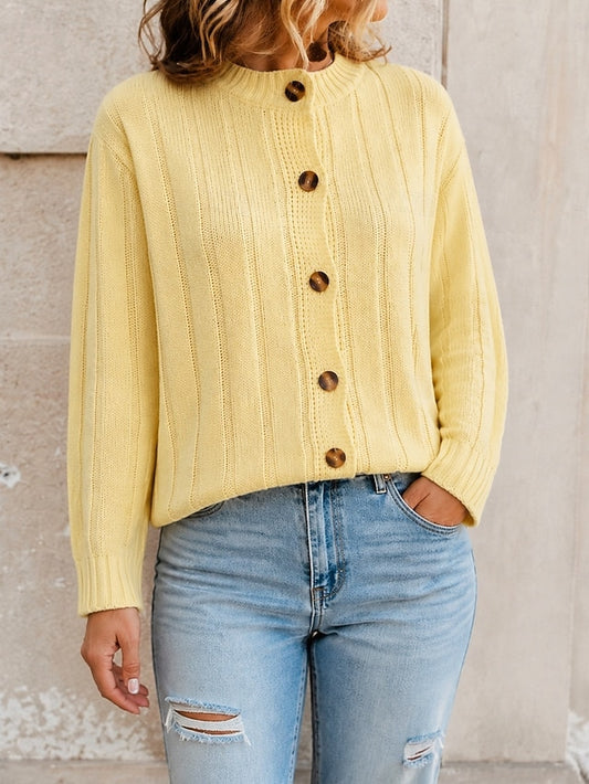 Dames Gele Cardigan met Ronde Hals