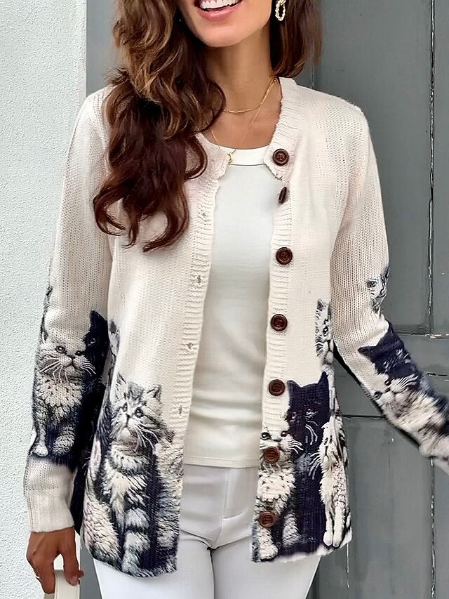 Dames Cardigan met Kattenprint