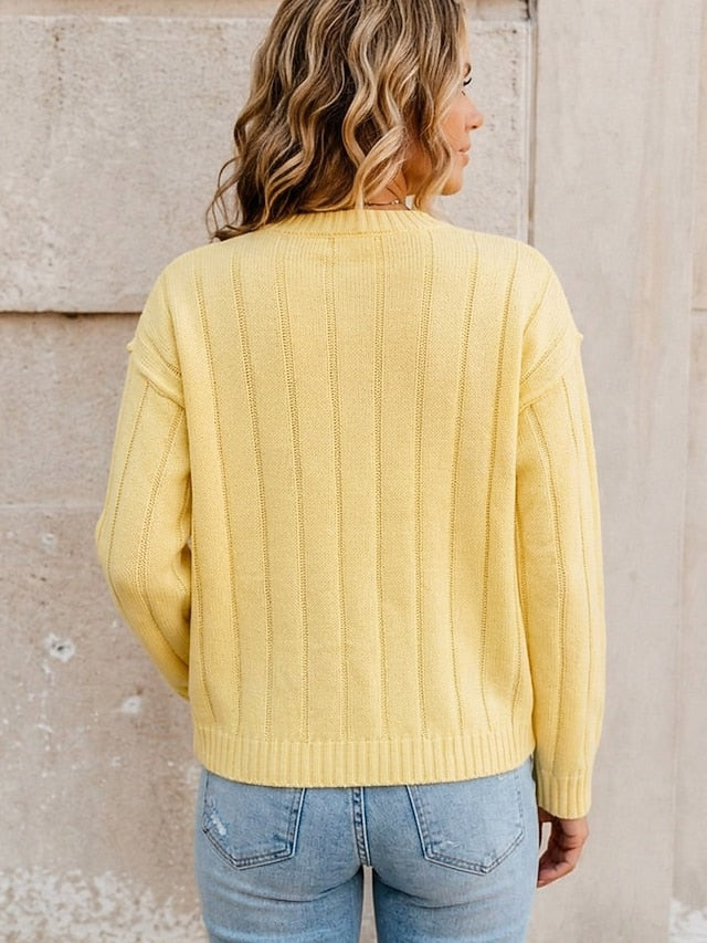 Dames Gele Cardigan met Ronde Hals